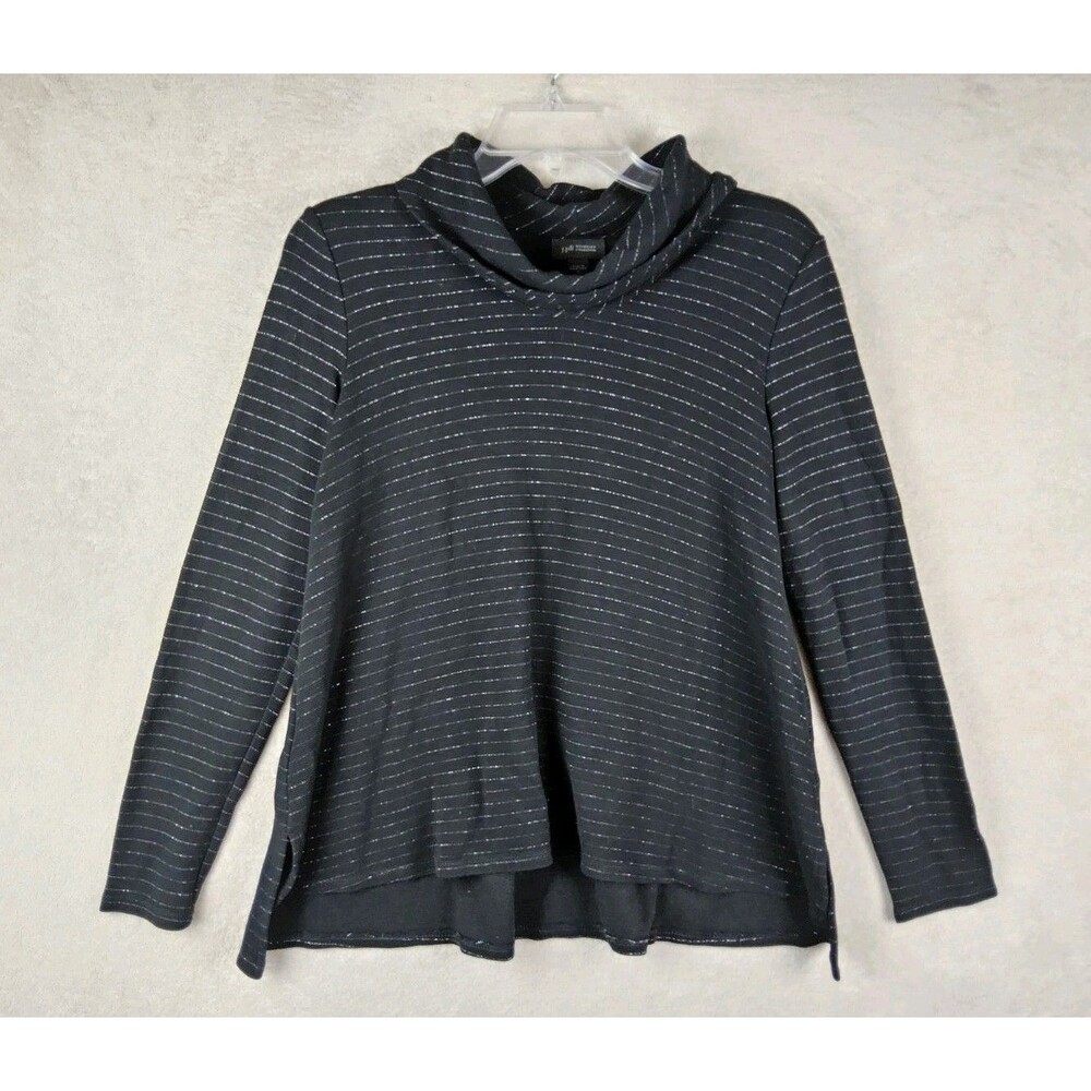 J Jill Wearever Collection Turtleneck Metallic Striped Long Sleeve Top Size XS
